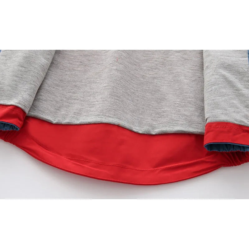 Boys Hooded Patchwork Windbreaker - Spring Autumn Outerwear Coat