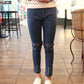 Girls Cartoon Cat Print Elastic Waist Skinny Jeans