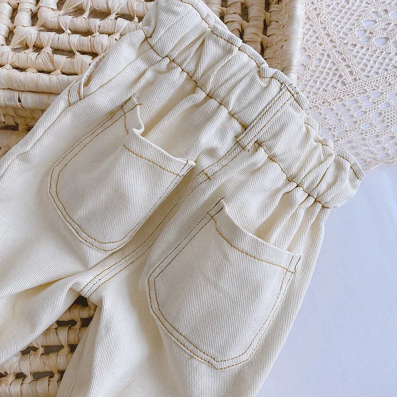 Toddler Straight Denim Pants - Elastic Waist Casual Jeans