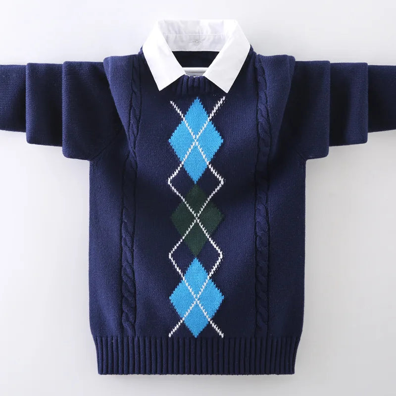 Boys Cotton Cardigan Sweater - Button Front Winter Layer