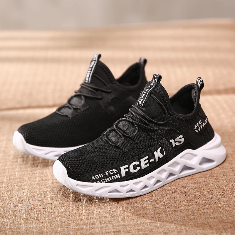 Kids Breathable Lace-Up Running Sneakers - Non-Slip Walking Shoes