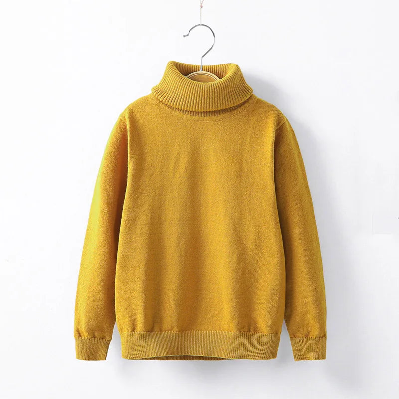 Toddler Turtleneck Knitted Sweater - Warm Plain Winter Top