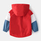 Boys Hooded Patchwork Windbreaker - Spring Autumn Outerwear Coat