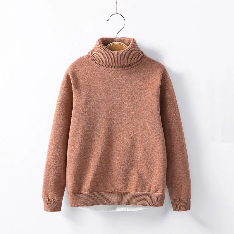 Toddler Turtleneck Knitted Sweater - Warm Plain Winter Top