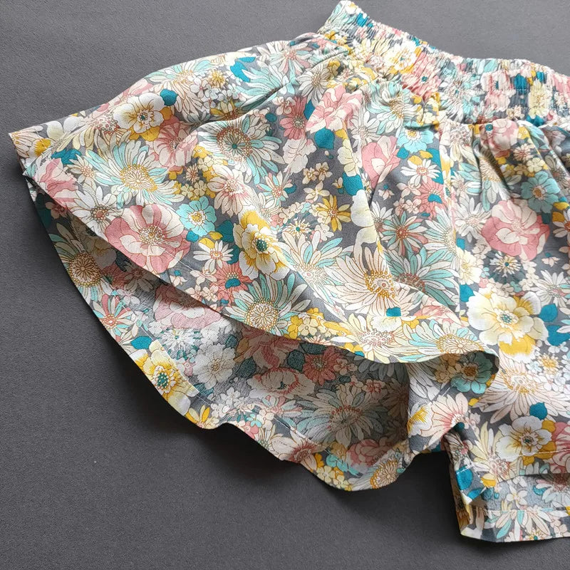 Girls Floral Wide Leg Summer Culotte Shorts