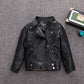 Girls Faux Leather Zip Jacket - Belted Biker Style
