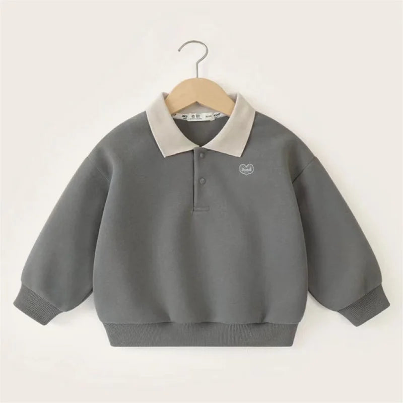 Boys Polo Collar Pullover Sweater - Long Sleeve Letter Jumper