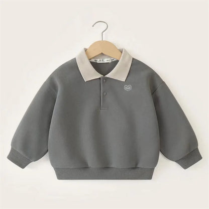 Boys Polo Collar Pullover Sweater - Long Sleeve Letter Jumper