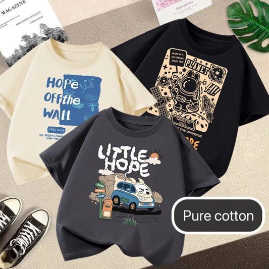 Boys Car Cartoon T-Shirt - Loose Short Sleeve Summer Tee