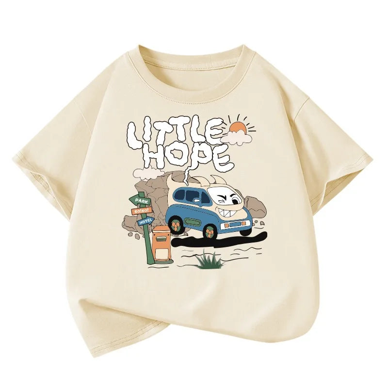 Boys Car Cartoon T-Shirt - Loose Short Sleeve Summer Tee