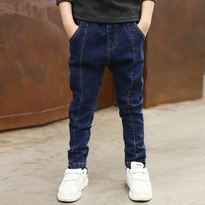 Boys Skinny Denim Jeans - Elastic Waist Casual Trousers