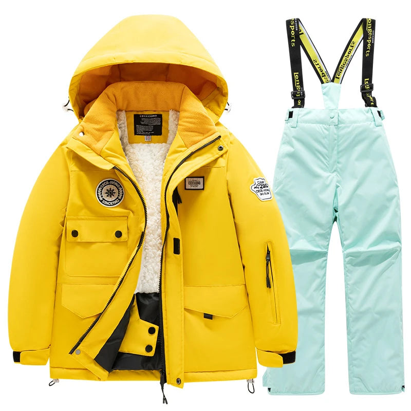 Kids Waterproof Windproof Ski Suit - Warm Snow Play Coat