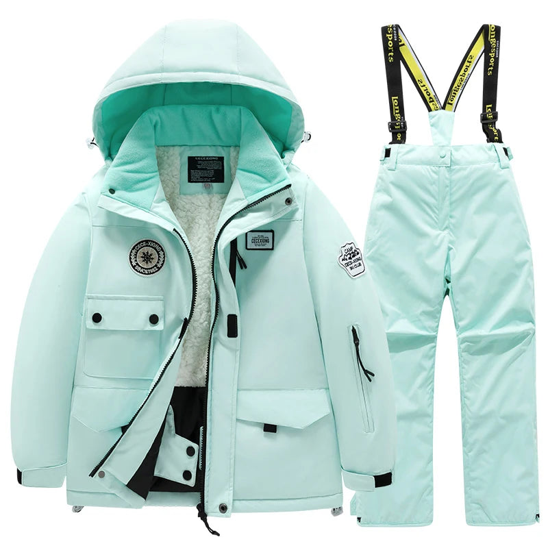 Kids Waterproof Windproof Ski Suit - Warm Snow Play Coat