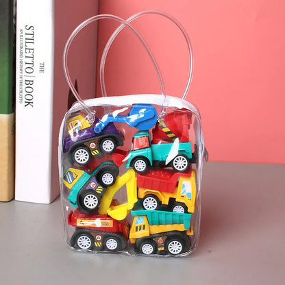 6-Piece Pull Back Car Model Set - Fire Truck Taxi Mini Vehicles