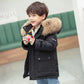Kids Hooded Fur Collar Winter Jacket - Thick Warm Outerwear