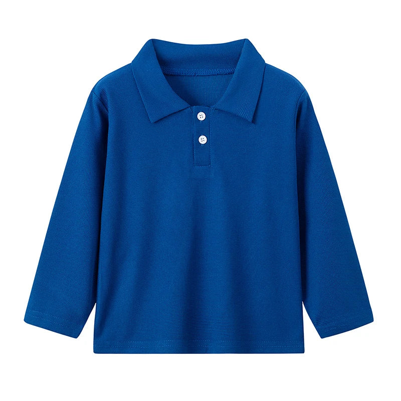 Kids Solid Color Polo Shirt Set - Short Sleeve Lapel Sports Top