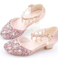 Girls Sequin Crystal Heel Princess Sandals