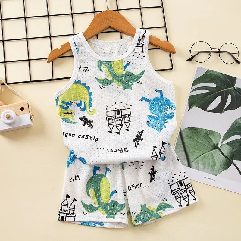 Kids Sleeveless Cotton Pajama Set - Summer Sleepwear