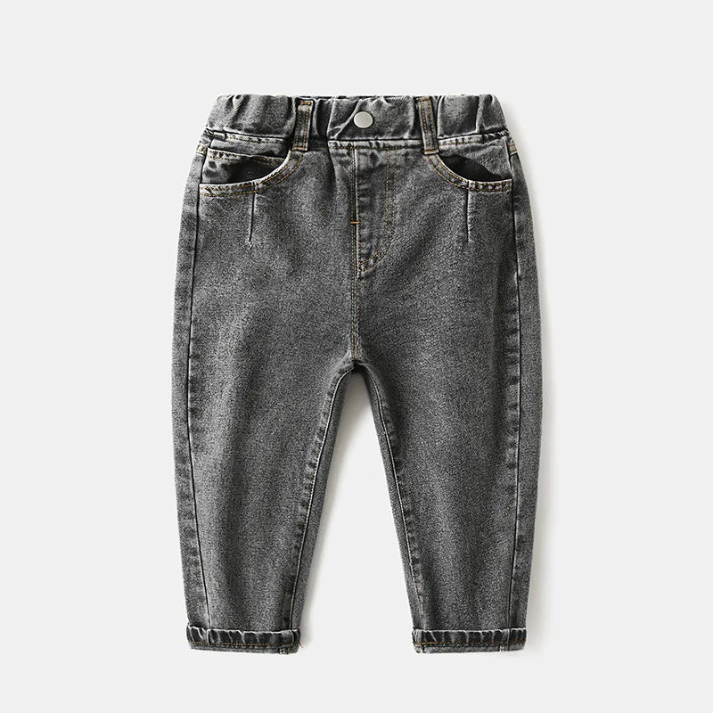 Kids Distressed Denim Jeans - Loose Cotton Blend Casual Pants
