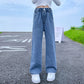 Girls Vintage Wide Leg Denim Pants - Solid Casual Trousers