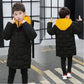 Kids Plush Hooded Padded Jacket - Medium Length Winter Coat