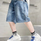 Boys Denim Elastic Waist Shorts - Casual Summer Trousers