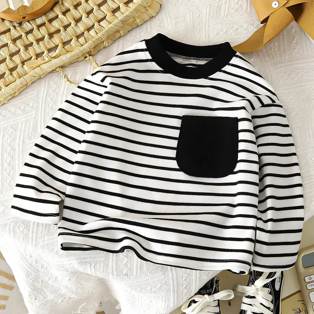 Baby Striped Long Sleeve T-Shirt - Warm Casual Autumn Top