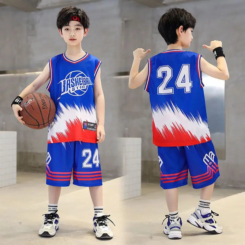 Boys Quick-Dry Basketball Suit - Sleeveless Top and Shorts Set