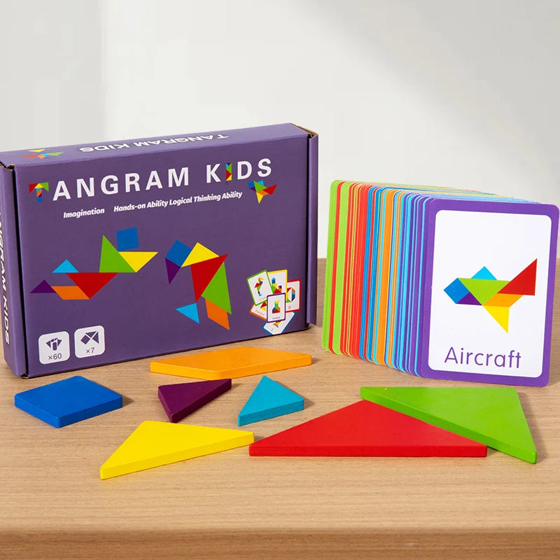 Wooden Montessori Tangram Puzzle Board