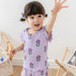 Baby Girls Flower Print Pajama Set - Short Sleeve Summer Outfit