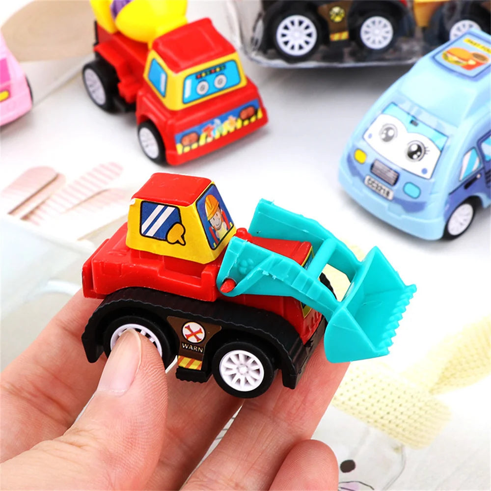 6-Piece Pull Back Car Model Set - Fire Truck Taxi Mini Vehicles
