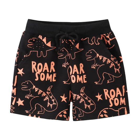 Boys Dinosaur Print Drawstring Shorts - 2-7T Summer Trousers