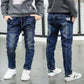 Boys Skinny Denim Jeans - Elastic Waist Casual Trousers