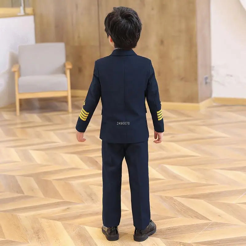 Boys Pilot Uniform Suit - Formal Jacket and Pants Costume