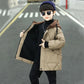Kids Plush Hooded Padded Jacket - Medium Length Winter Coat