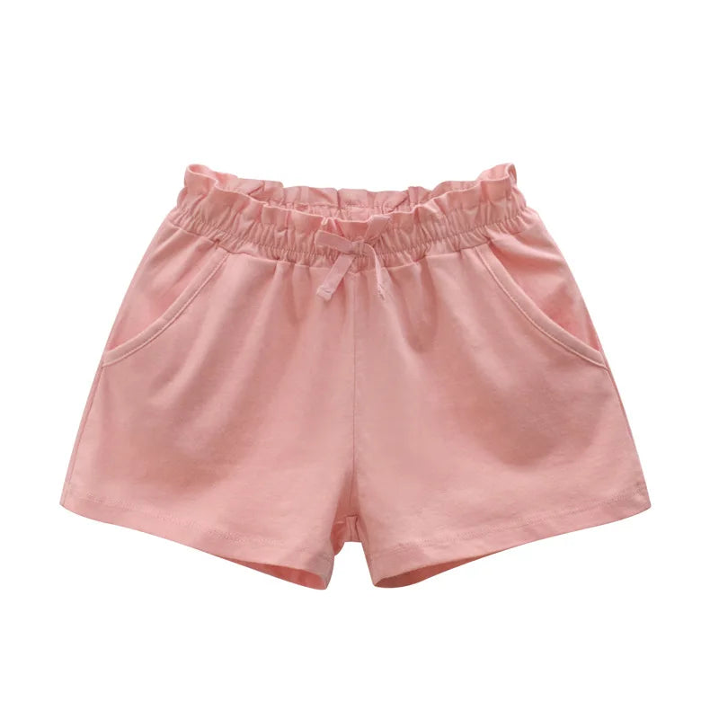 Girls Solid Cotton Casual Summer Shorts