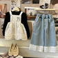 Girls Lace Detail Blue Jeans - Korean Casual Pants