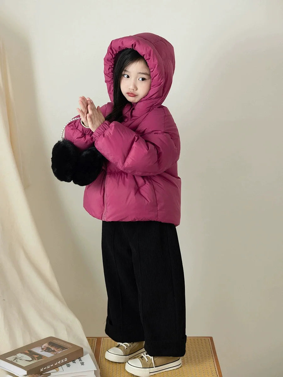 Kids Hooded Cotton Padded Down Coat - Warm Winter Outerwear