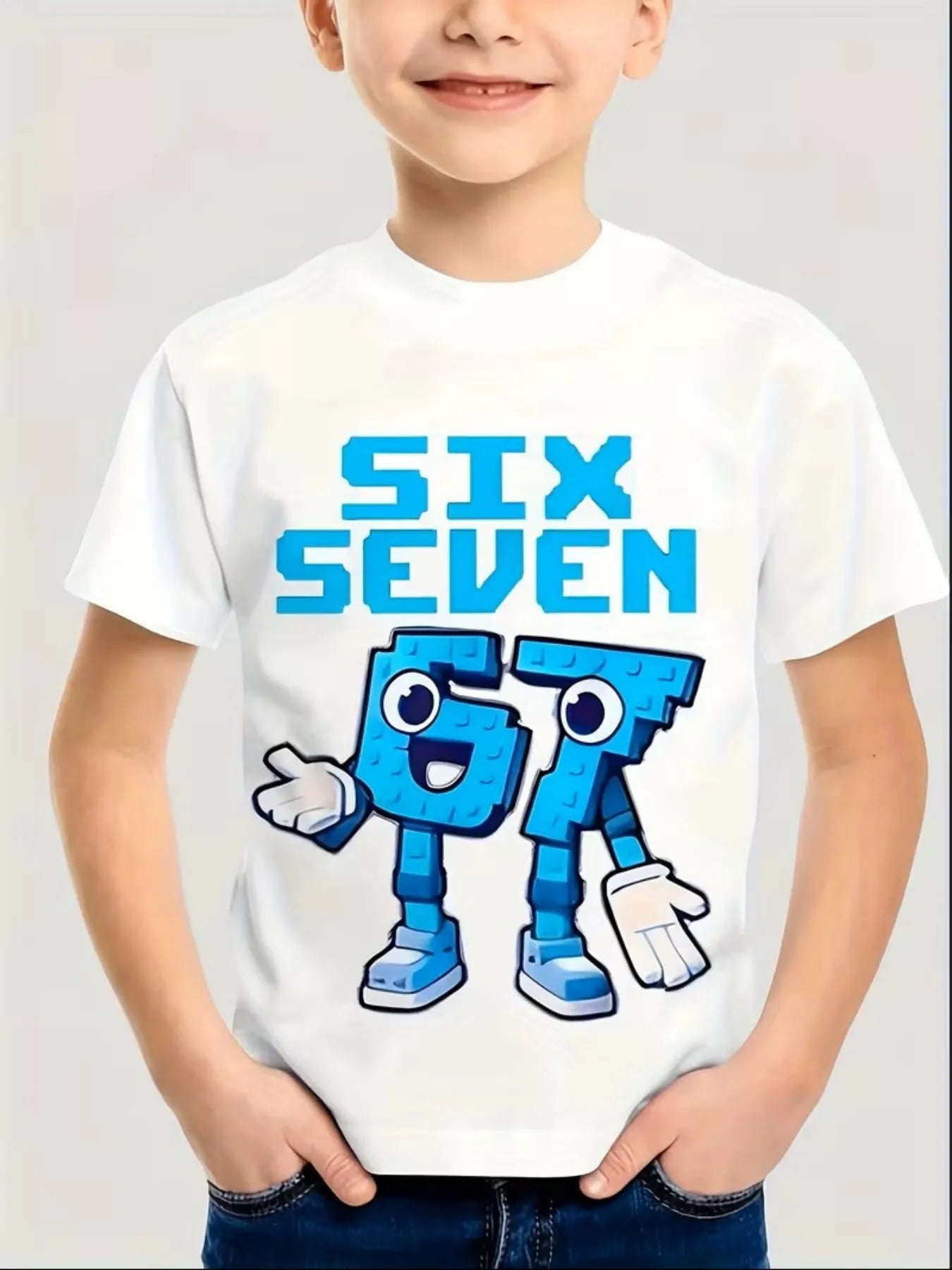 Kids Number Graphic T-Shirt - Loose Short Sleeve Summer Top