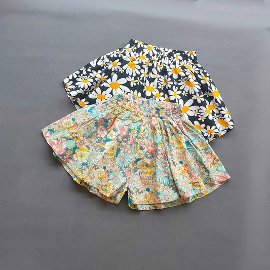 Girls Floral Wide Leg Summer Culotte Shorts