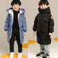 Boys Long Hooded Jacket - Solid Warm Winter Coat