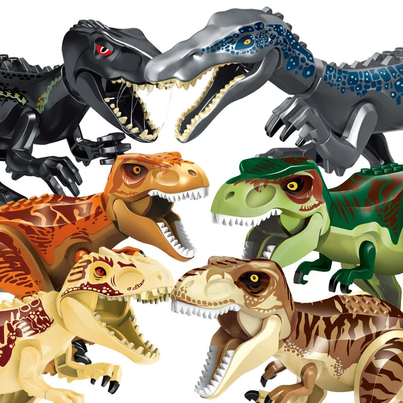Jurassic Dinosaur Building Blocks Set - Raptor and T-Rex Figure Bricks