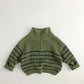 Kids Striped Half-Zip Pullover - Stand Collar Autumn Sweater