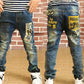 Kids Skinny Denim Trousers - Elastic Waist Sports Bottoms