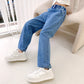 Teen Girls Loose Two Button Straight Jeans - School Trousers