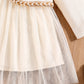 Girls White Autumn Princess Dress - Knee-Length Party Style