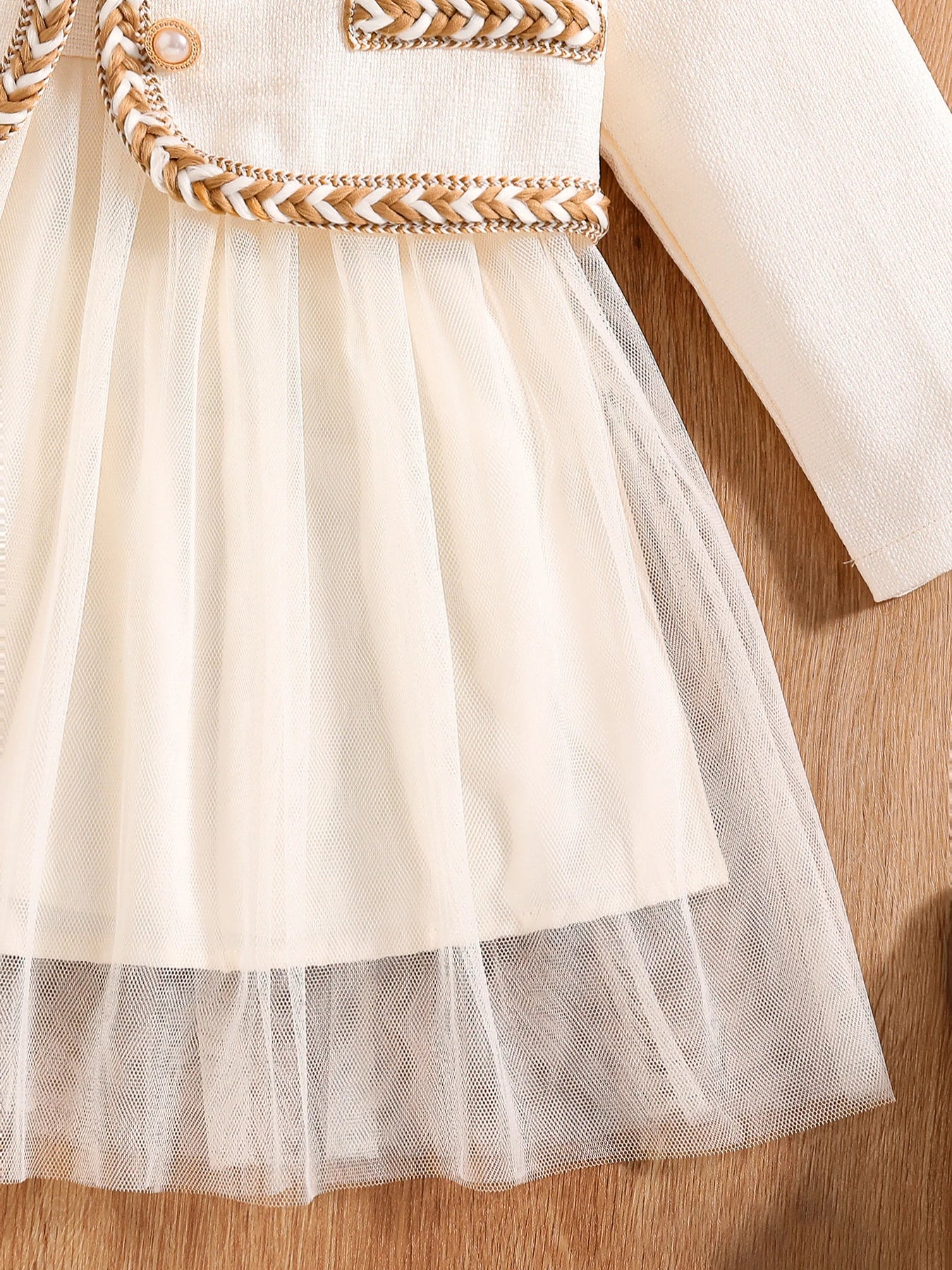 Girls White Autumn Princess Dress - Knee-Length Party Style