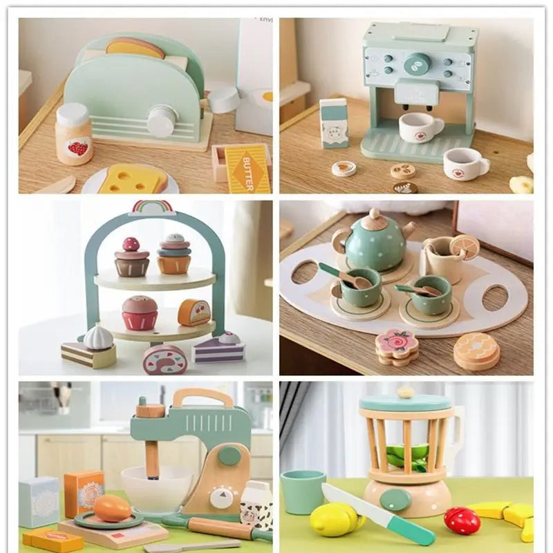 Wooden Pretend Play Kitchen Toy Set