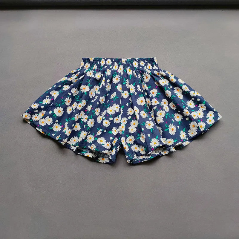 Girls Floral Wide Leg Summer Culotte Shorts