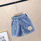 Girls High Waist Distressed Denim Shorts